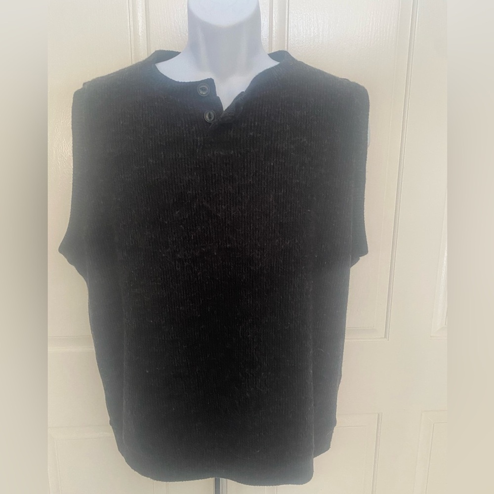 Ohoo Black Knit Henley Sweater Vest XL
